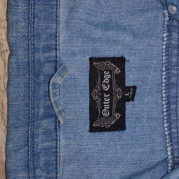 Cropped blue jean jacket adjustable sleeves - Picture 4 of 7
